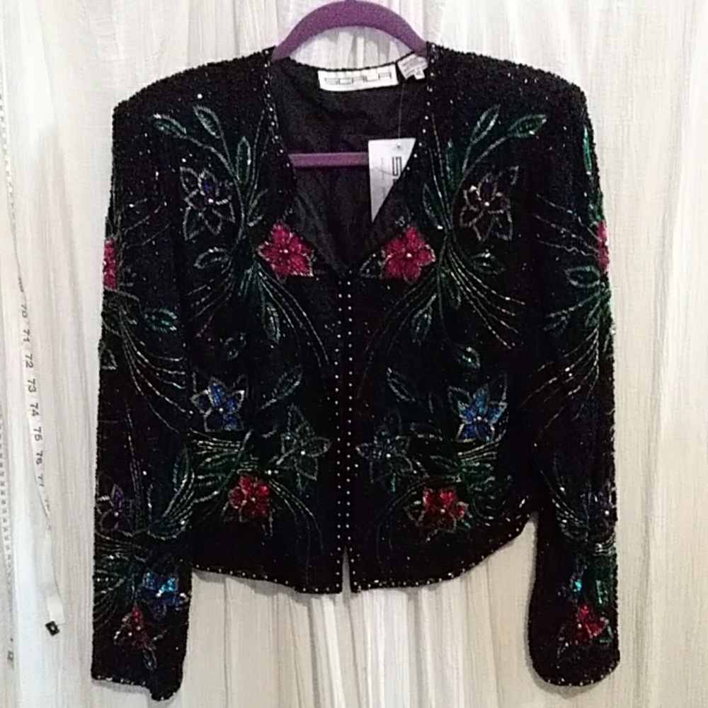 VINTAGE Scala Floral Sequins Jacket Sz. XL